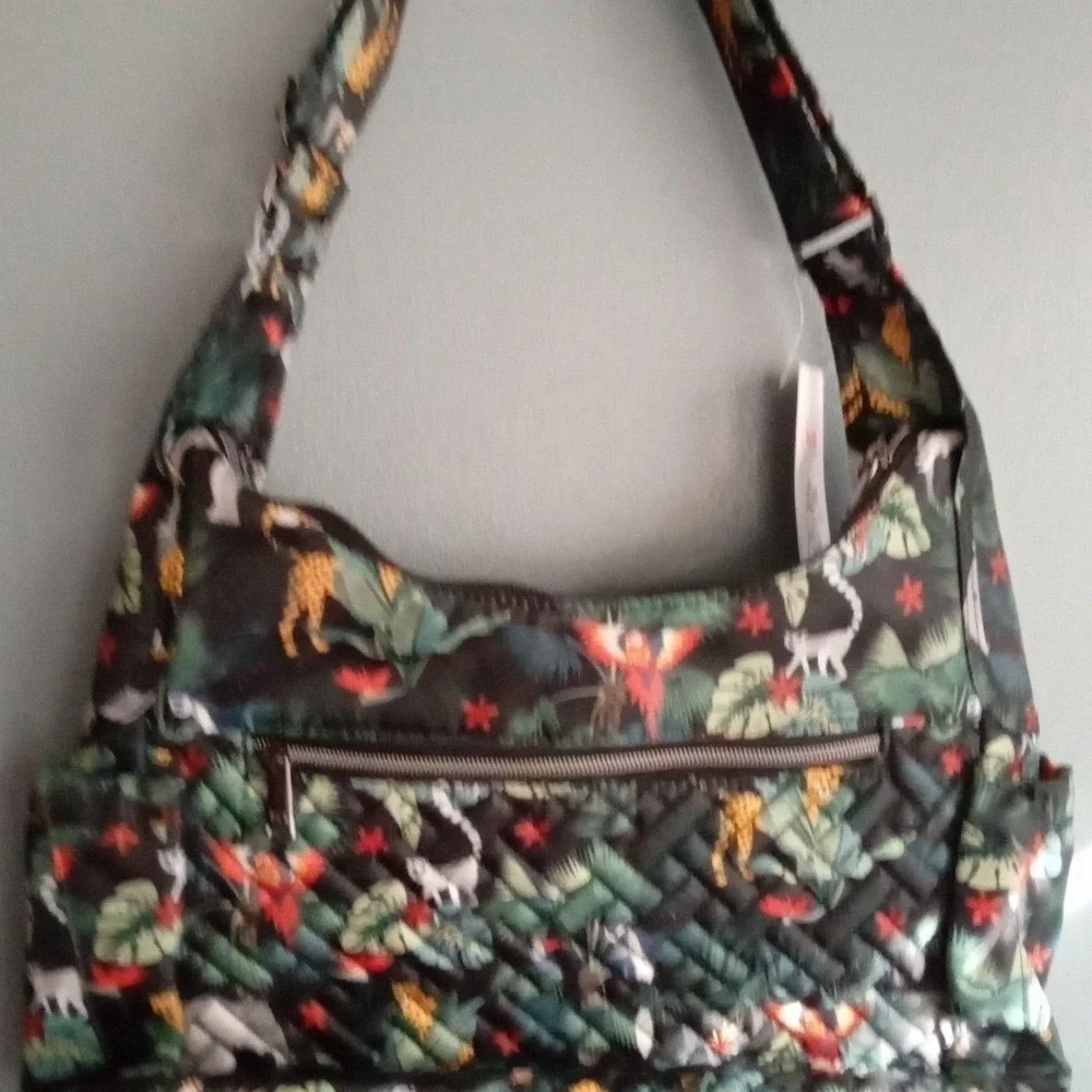 Lug Live in Color Tropical Jungle Print Quilted Hobo Shoulder Bag